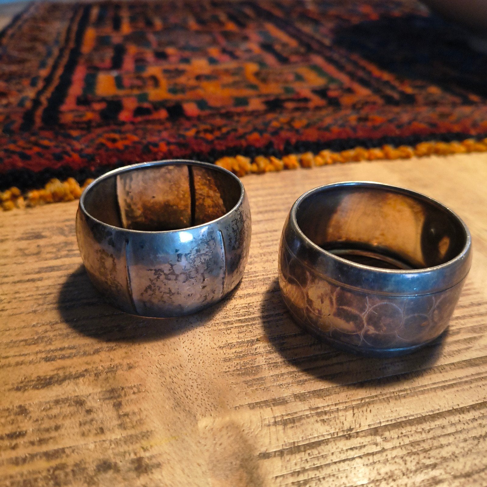 Set van 2 vintage zilveren servetringen, Ophalen, Zilver