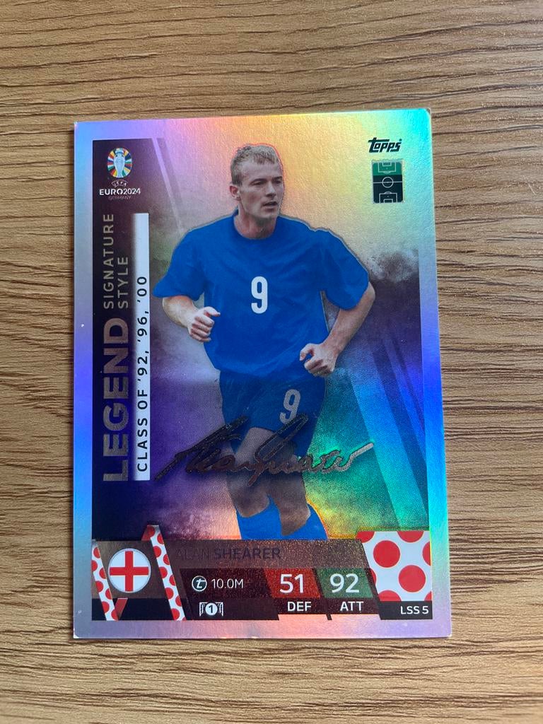 Topps Match Attax EURO 2024 Alan Shearer Legend Kaart, Ophalen of Verzenden, Zo goed als nieuw, Buitenlandse clubs, Spelerskaart