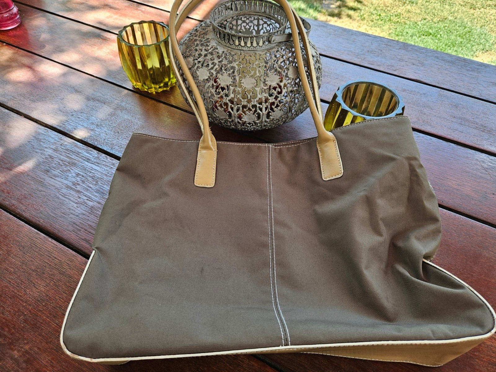 Sportieve Schoudertas - Stoflook met Leerdetails, Ophalen of Verzenden, Gebruikt
