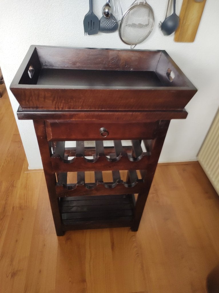 Koloniaal houten wijnrek, Ophalen, Gebruikt, 5 tot 15 flessen, 75 cm of meer