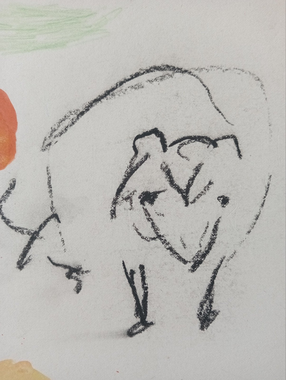 Schaap krijt met aquarel jaren 80-90, Antiek en Kunst, Ophalen of Verzenden