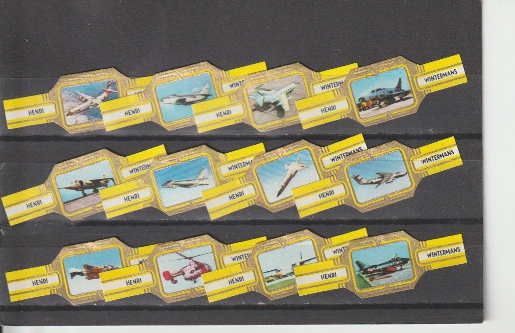 reeks 200  vliegtuigen   1-12  sigarenbanden, Verzamelen, Ophalen of Verzenden, Zo goed als nieuw, Sigarenbandjes