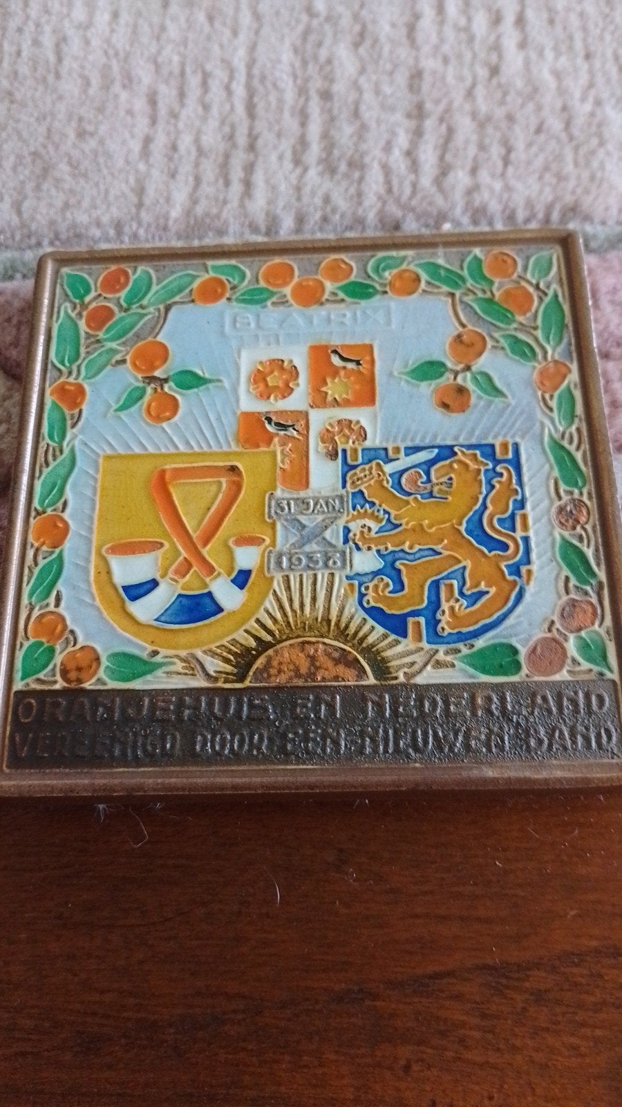 Cloisonné tegel Beatrix 1938 - Westraven Utrecht, Antiek en Kunst, Ophalen of Verzenden