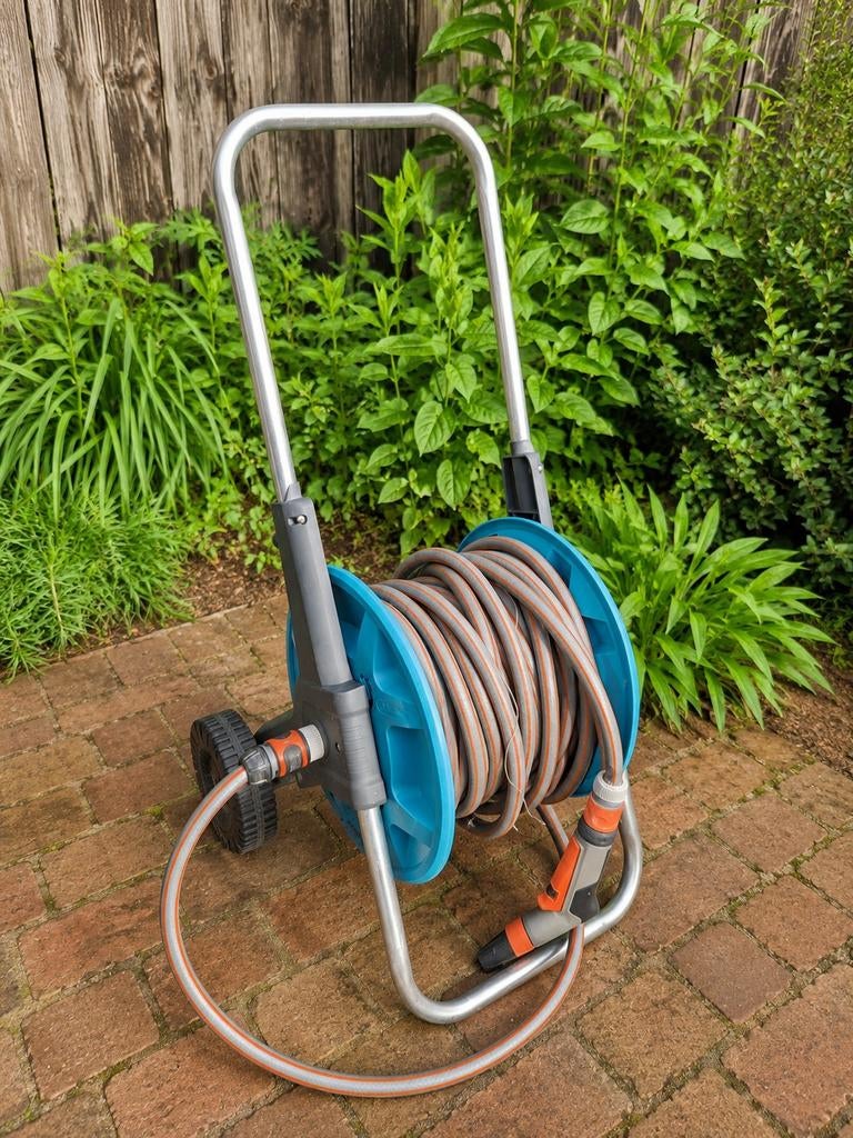 Gardena Slangenwagen Aquaroll met 20m slang en spuit, Ophalen, Nieuw, Tuinslang