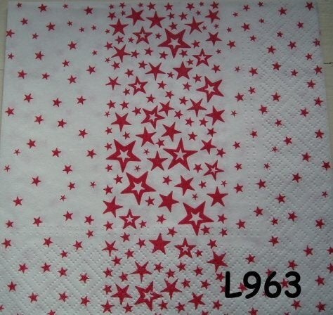 Servetten decoupage/bullet journal * sterren rood L963, Verzenden, Nieuw