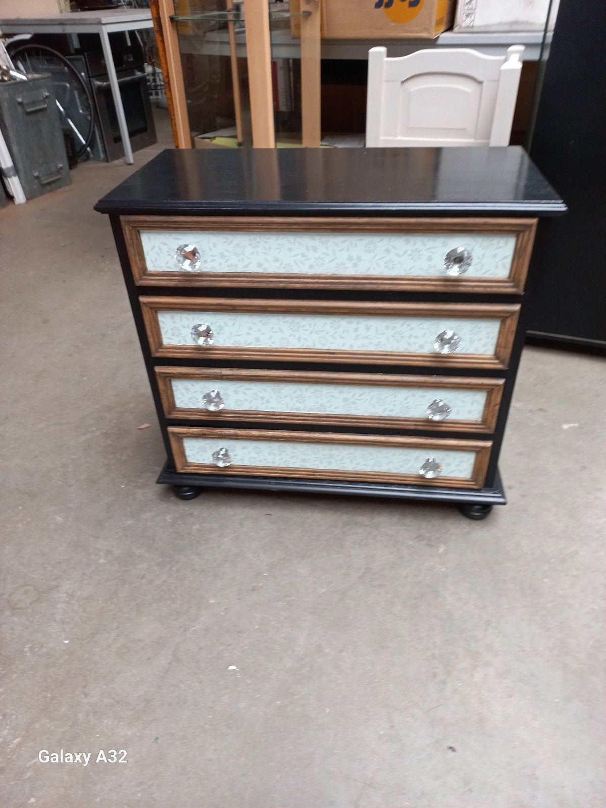 Ladenkastje met 4 laden - Zwart met decoratieve fronten, Ophalen, Gebruikt, 50 tot 100 cm, 3 of 4 laden