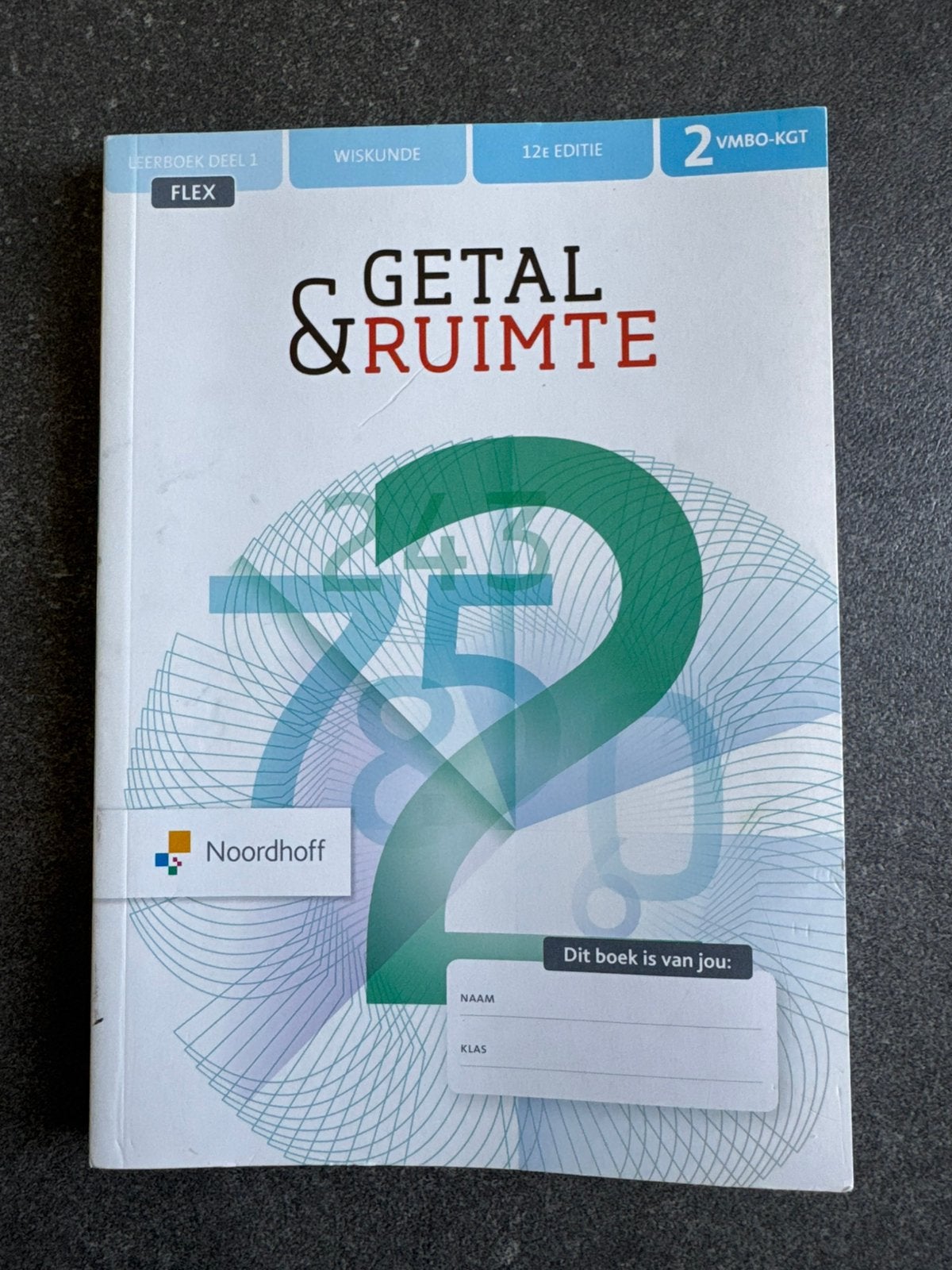 leerboek deel 1 getal & ruimte wiskunde 2 vmbo-kgt, Ophalen of Verzenden, Zo goed als nieuw, Overige onderwerpen