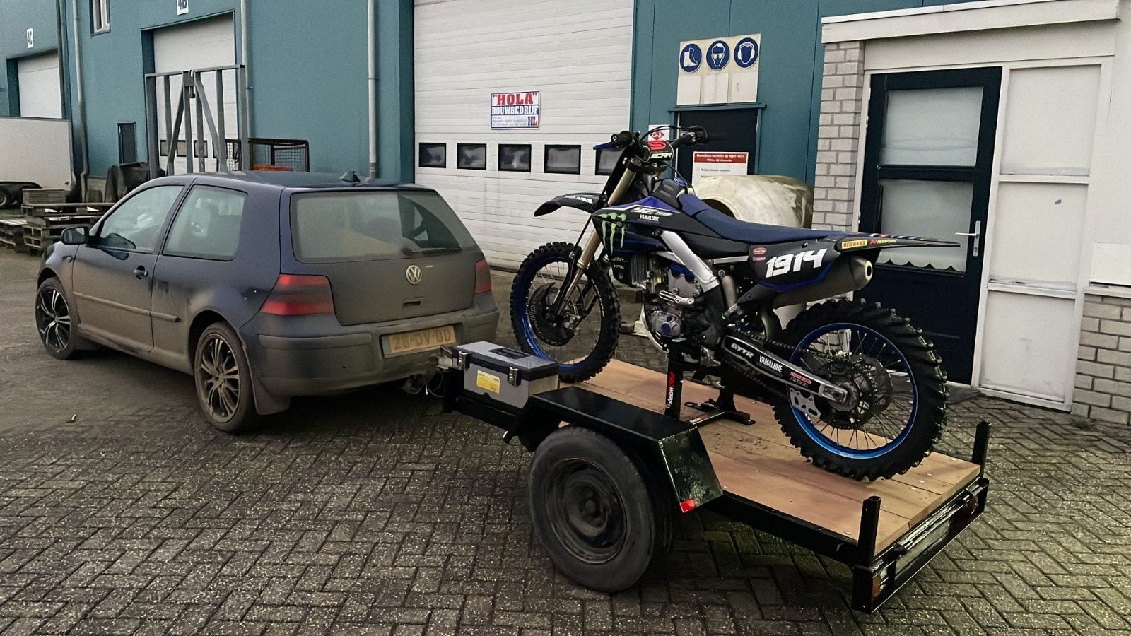 Compacte motoraanhanger - Ideaal voor crossmotor, Fietsen en Brommers, Ophalen of Verzenden, Gebruikt