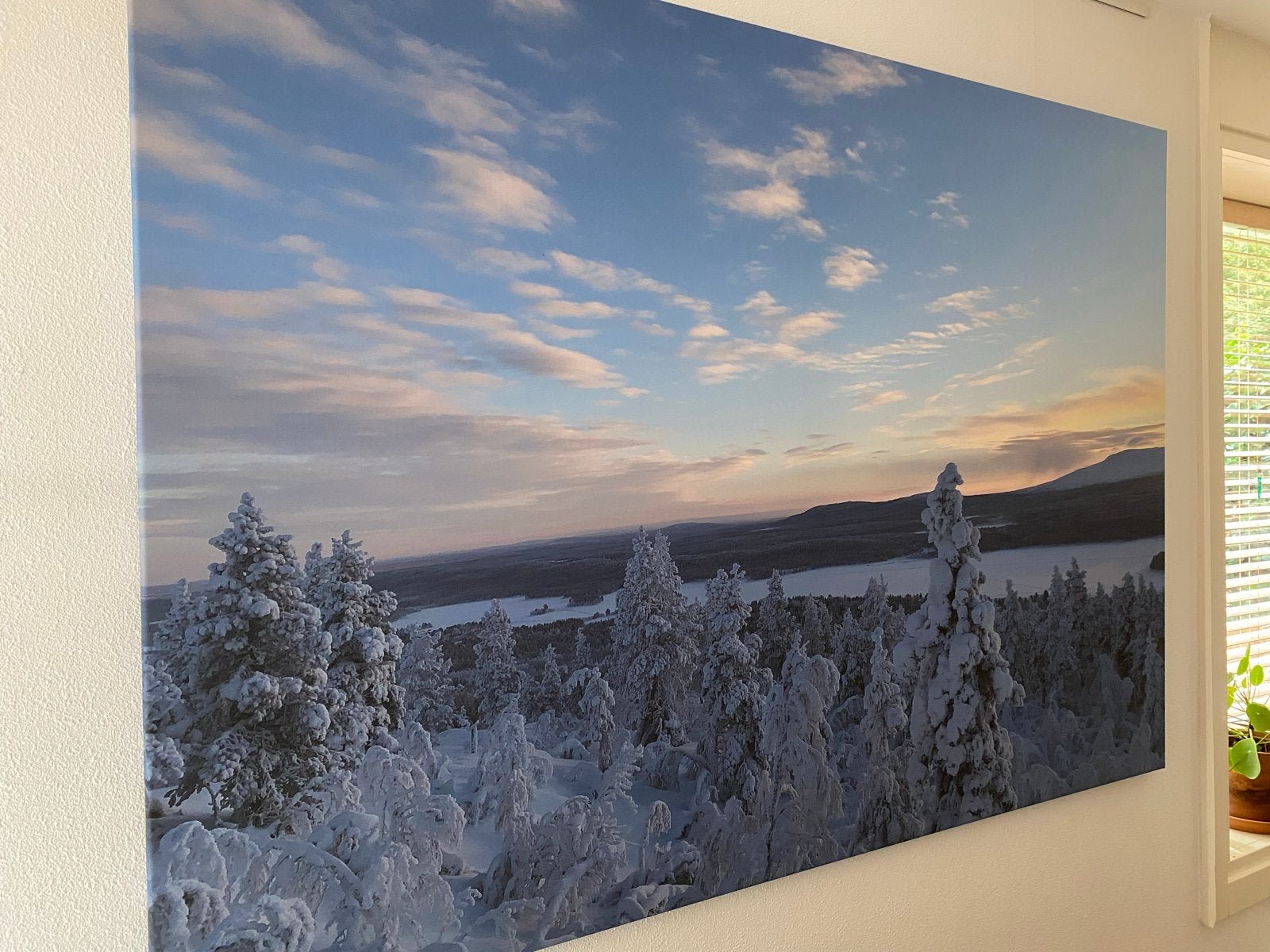 Canvas schilderij winterlandschap 200x140 cm, Ophalen, 125 cm of meer, Zo goed als nieuw, Schilderij