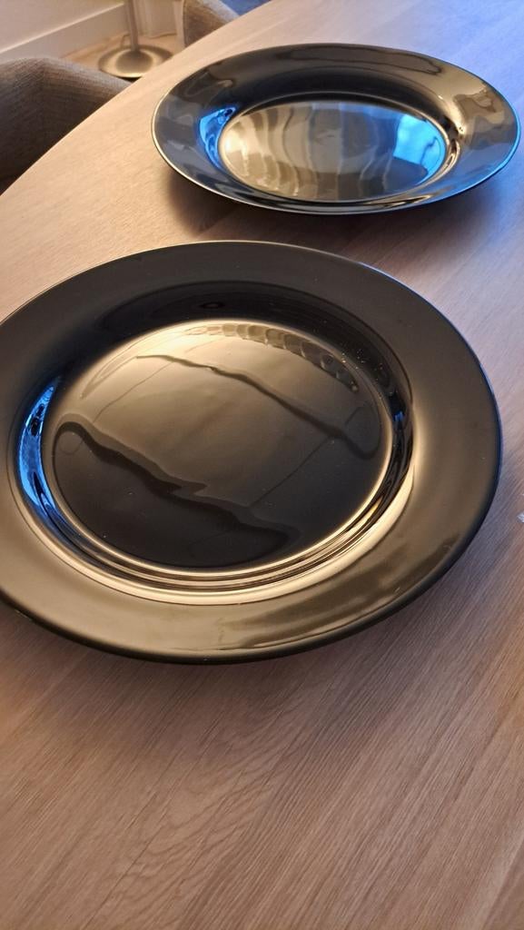 12 chique zwarte onderborden, 33 cm, zo goed als nieuw, Ophalen, Zo goed als nieuw, Effen, Bord(en)