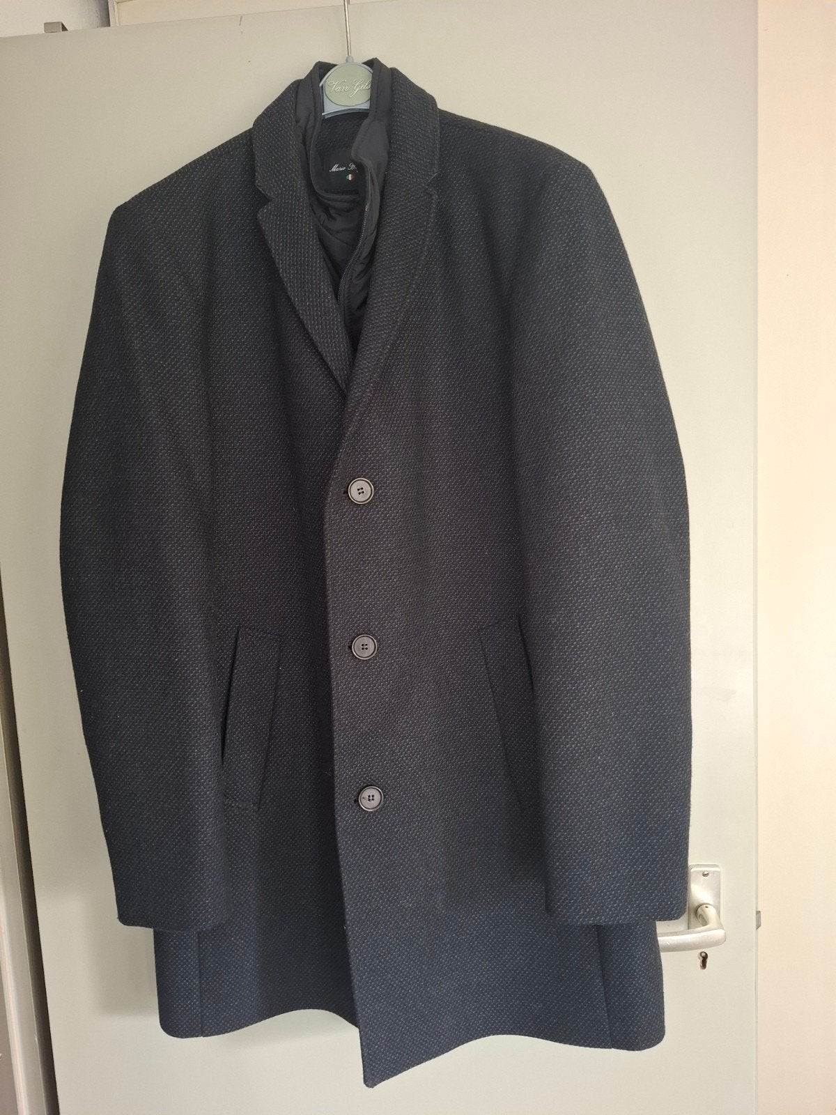 Stijlvolle herenjas van wol en kasjmier, Kleding | Heren, Jassen | Winter, Zo goed als nieuw, Maat 52/54 (L), Grijs, Ophalen of Verzenden