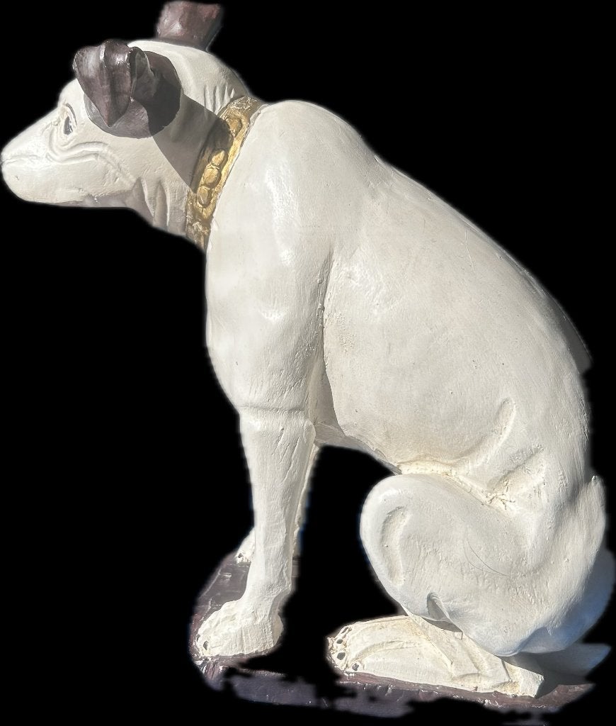 Mascotte His Masters Voice  houten beeldje 35 cm  handwerk, Ophalen, Overige formaten, Zo goed als nieuw, Overige typen