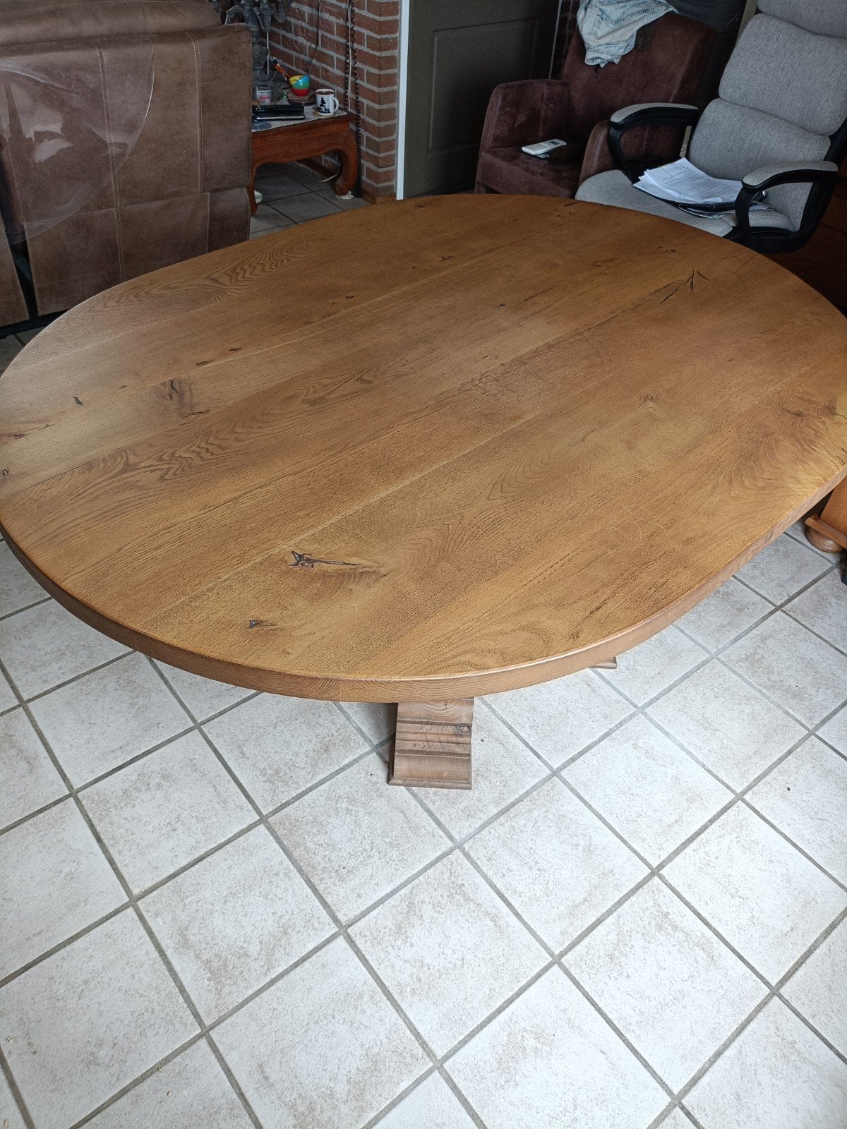 Mooie ovale eettafel van Woonboulevard Poortvliet, Ophalen, 100 tot 150 cm, Eikenhout, 200 cm of meer