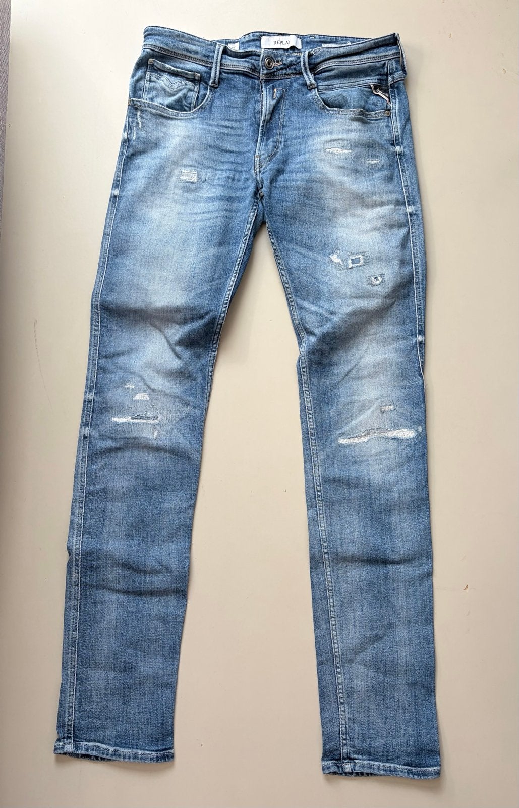 Replay Anbass Jeans W32 L36, Kleding | Heren, Ophalen of Verzenden, Gedragen, Blauw, W32 (confectie 46) of kleiner