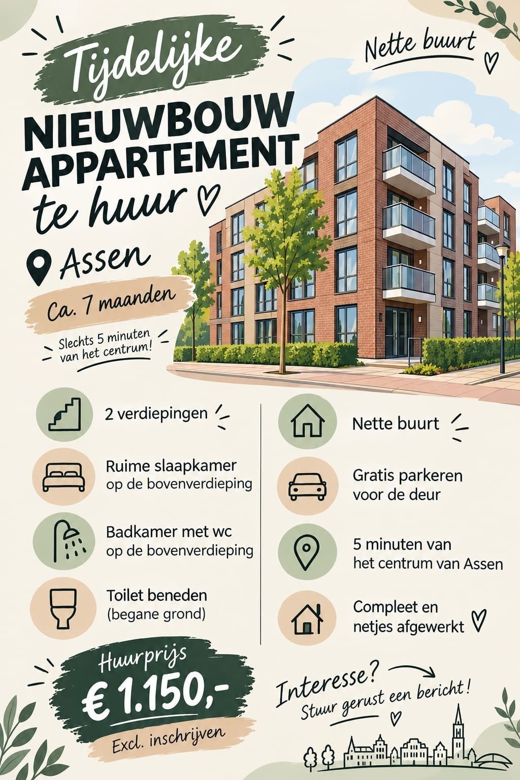 Tijdelijke woning te huur Assen