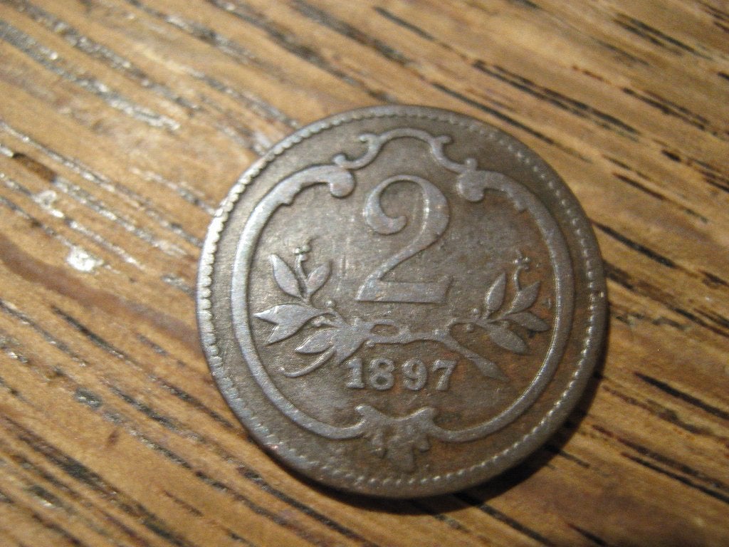 Oostenrijk 2 Heller 1897, keizer Franz Joseph I #12, Ophalen of Verzenden, Oostenrijk, Losse munt