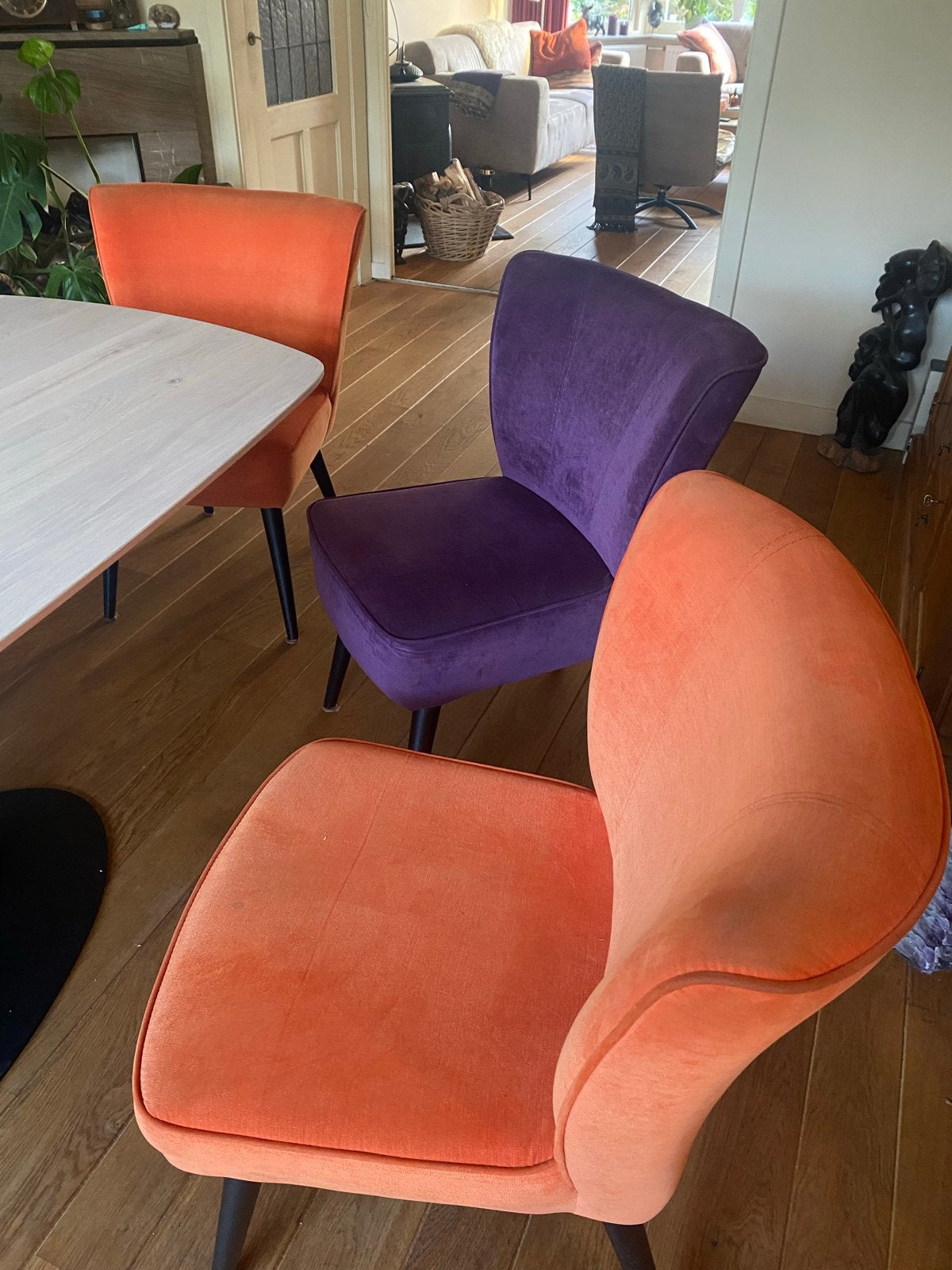 Eetkamerstoelen en bankje - Modern en Kleurrijk, Ophalen, Gebruikt, Overige kleuren, Vier