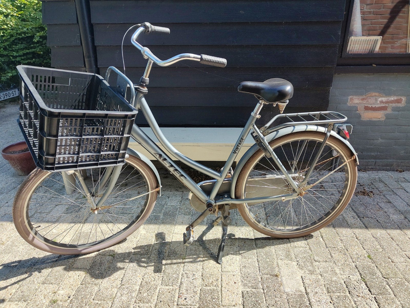 Altec grijze damesfiets met stevige kist, framemaat 57'', Gebruikt, Versnellingen, 56 cm of meer, Ophalen