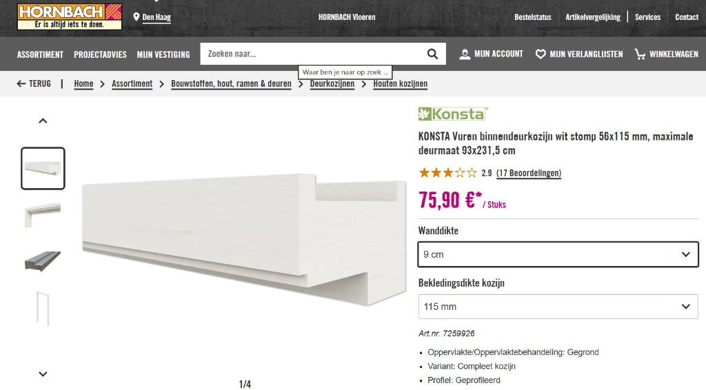 deurkozijn binnen, Deurkozijn, Nieuw, 225 cm of meer, Hout