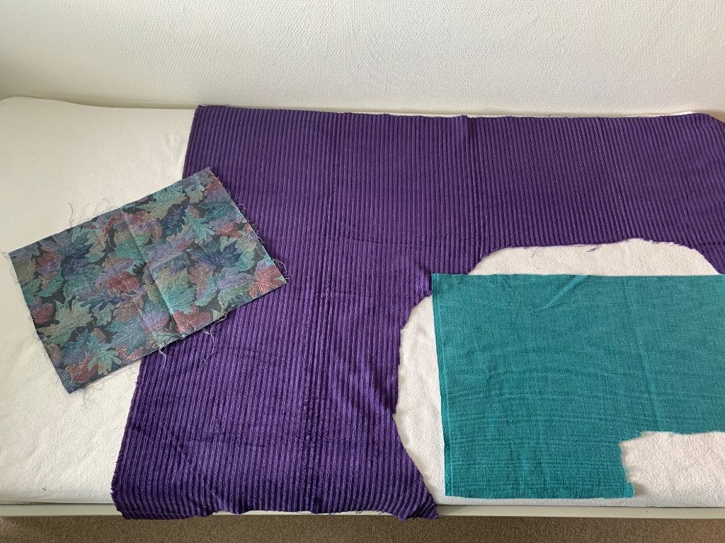 3 lappen meubelstof: Cretonne, Velours en Rib., Gebruikt, Ophalen of Verzenden, 30 tot 120 cm, Katoen
