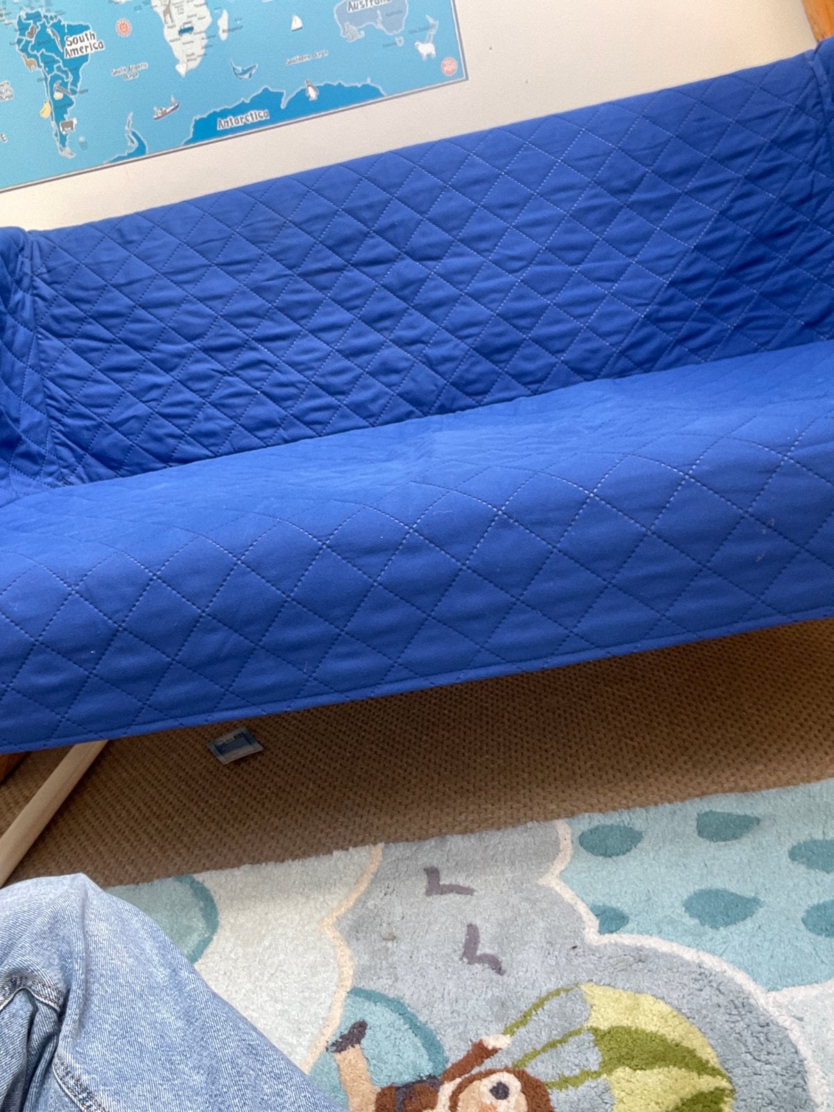 Blauwe slaapbank/futon - Zo goed als nieuw, Ophalen, Blauw, Tweepersoons, Zo goed als nieuw