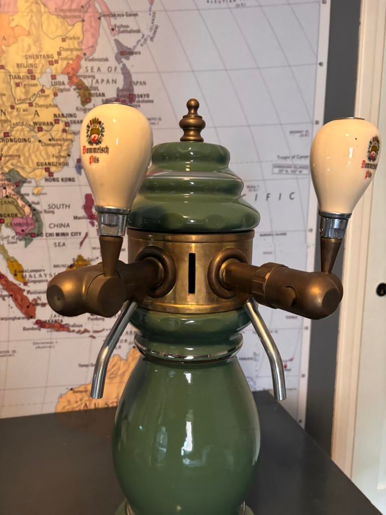 Vintage Dommelsch dubbele biertap/tapzuil keramiek & messing, Ophalen, Gebruikt, Overige typen, Dommelsch