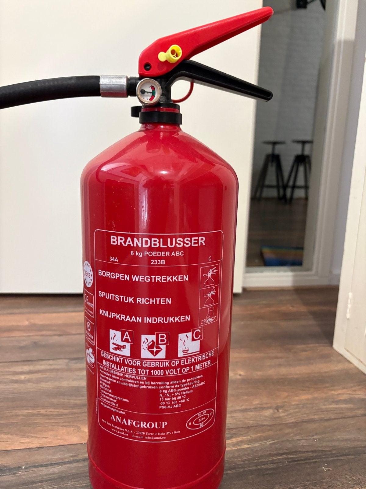 Brandblusser 6 kg poeder ABC - Ongebruikt, Huis en Inrichting, Brandblussers en Brandkasten, Ophalen of Verzenden, Zo goed als nieuw