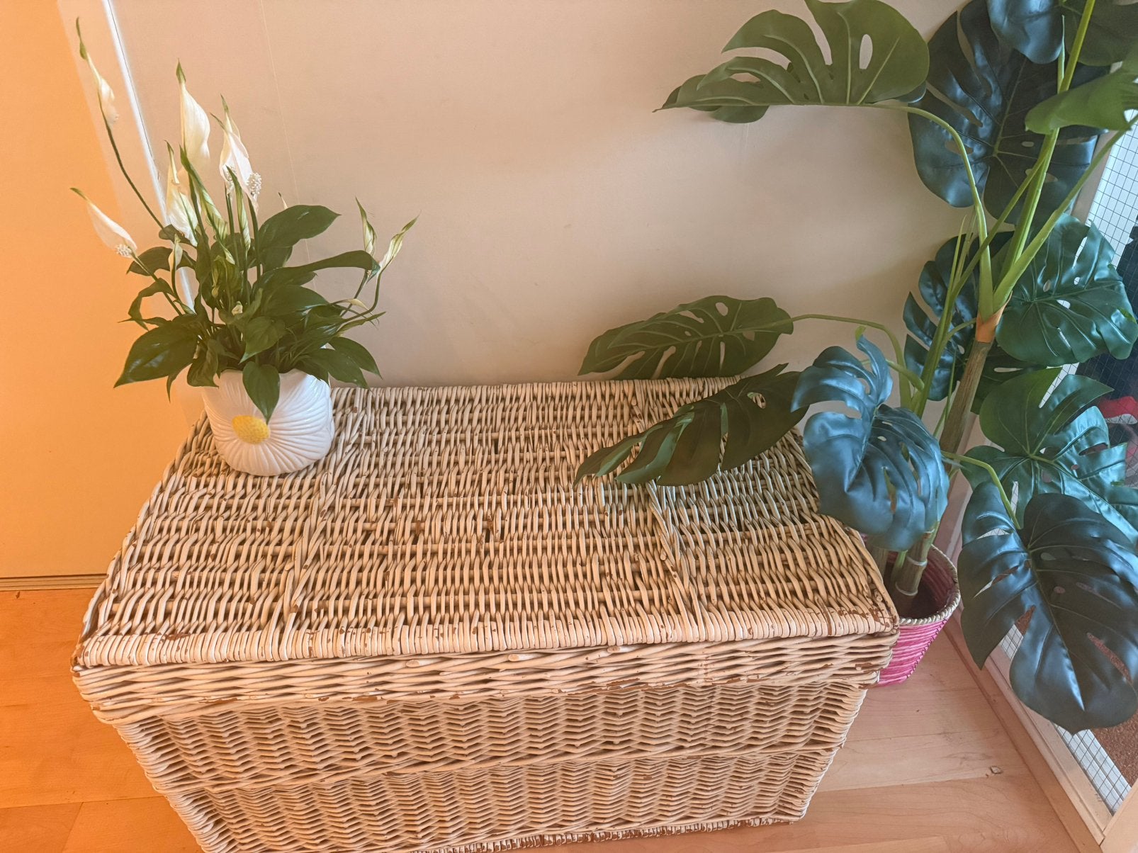 Grote rieten opbergkist deksel - Wicker Basket Kast Storage, Ophalen, Minder dan 50 cm, Gebruikt, 50 tot 100 cm