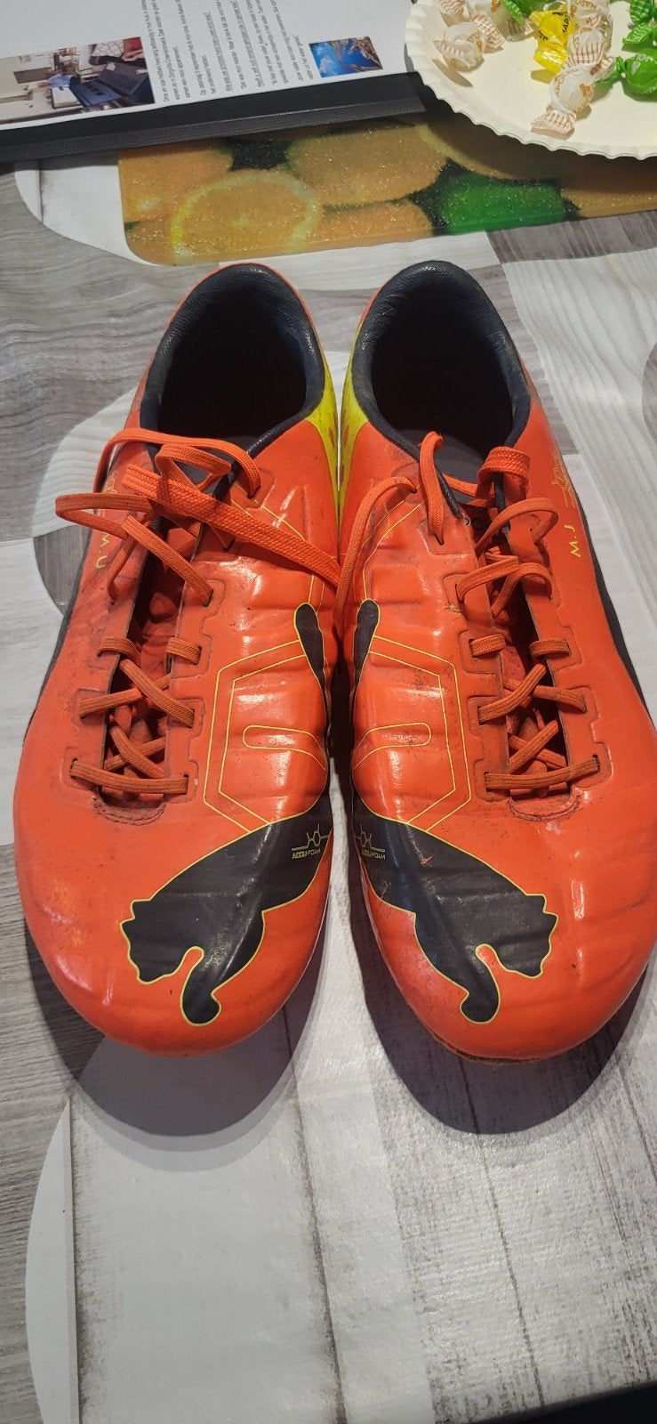 Puma voetbalschoenen maat 41 - Oranje/Zwart, Maat XS of kleiner, Ophalen of Verzenden, Gebruikt, Schoenen
