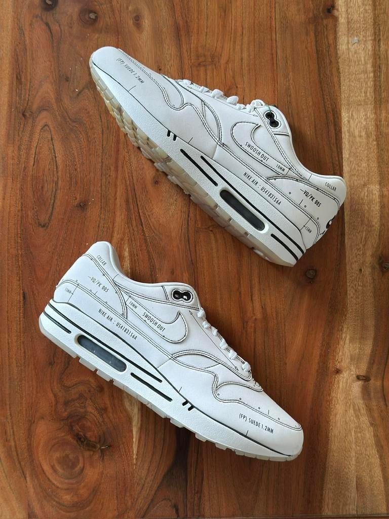 10,5/44,5 Nike Air Max Tinker Schematic Sketch to Shelf DS, Wit, Nieuw, Ophalen of Verzenden, Sneakers of Gympen