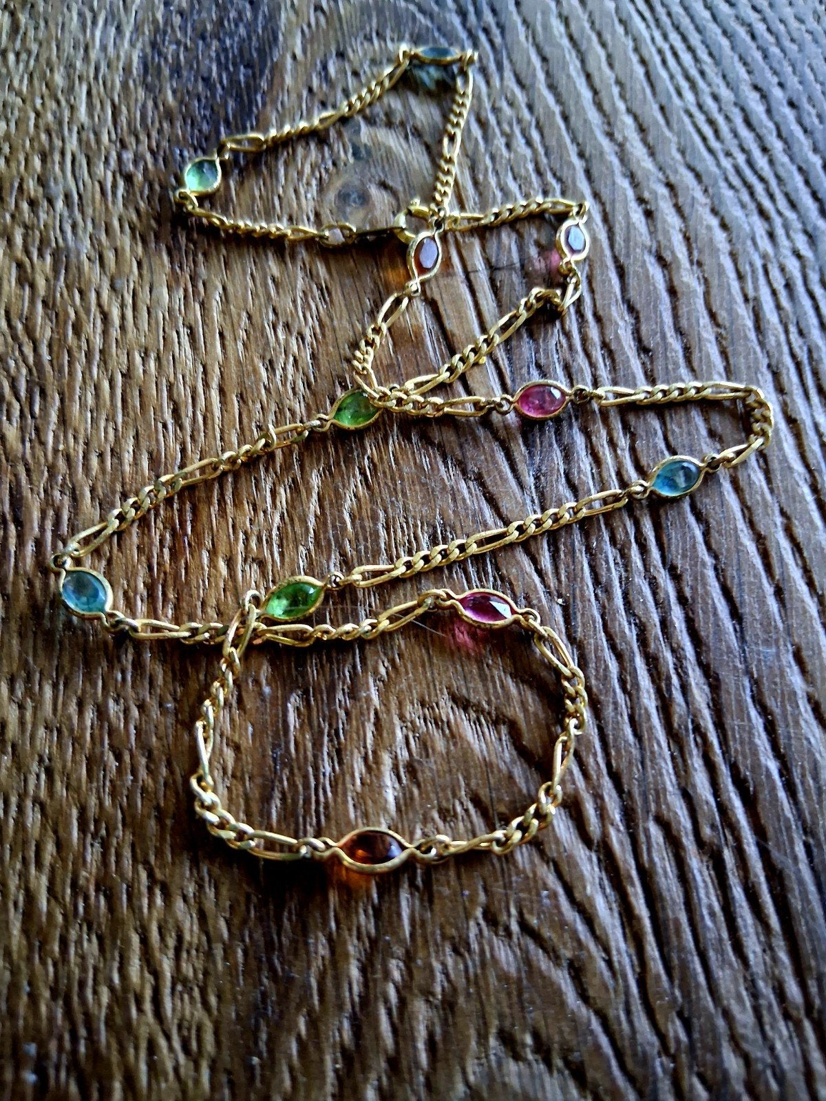 Vintage 24k Goud Vergulde Figaro Ketting, Verzenden, Zo goed als nieuw, Goud, Overige materialen
