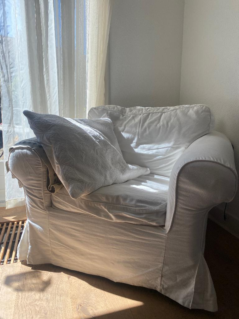 Ektorp witte fauteuil IKEA stoel, Ophalen, Gebruikt, 75 tot 100 cm, 100 tot 125 cm