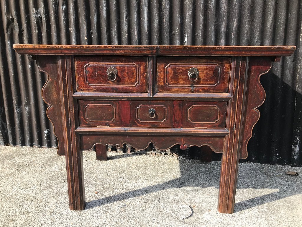 Chinese altaar dressoir oud chinees handwerk 3 lades, Verburgt Vintage, Gebruikt, 100 tot 150 cm, Ophalen of Verzenden