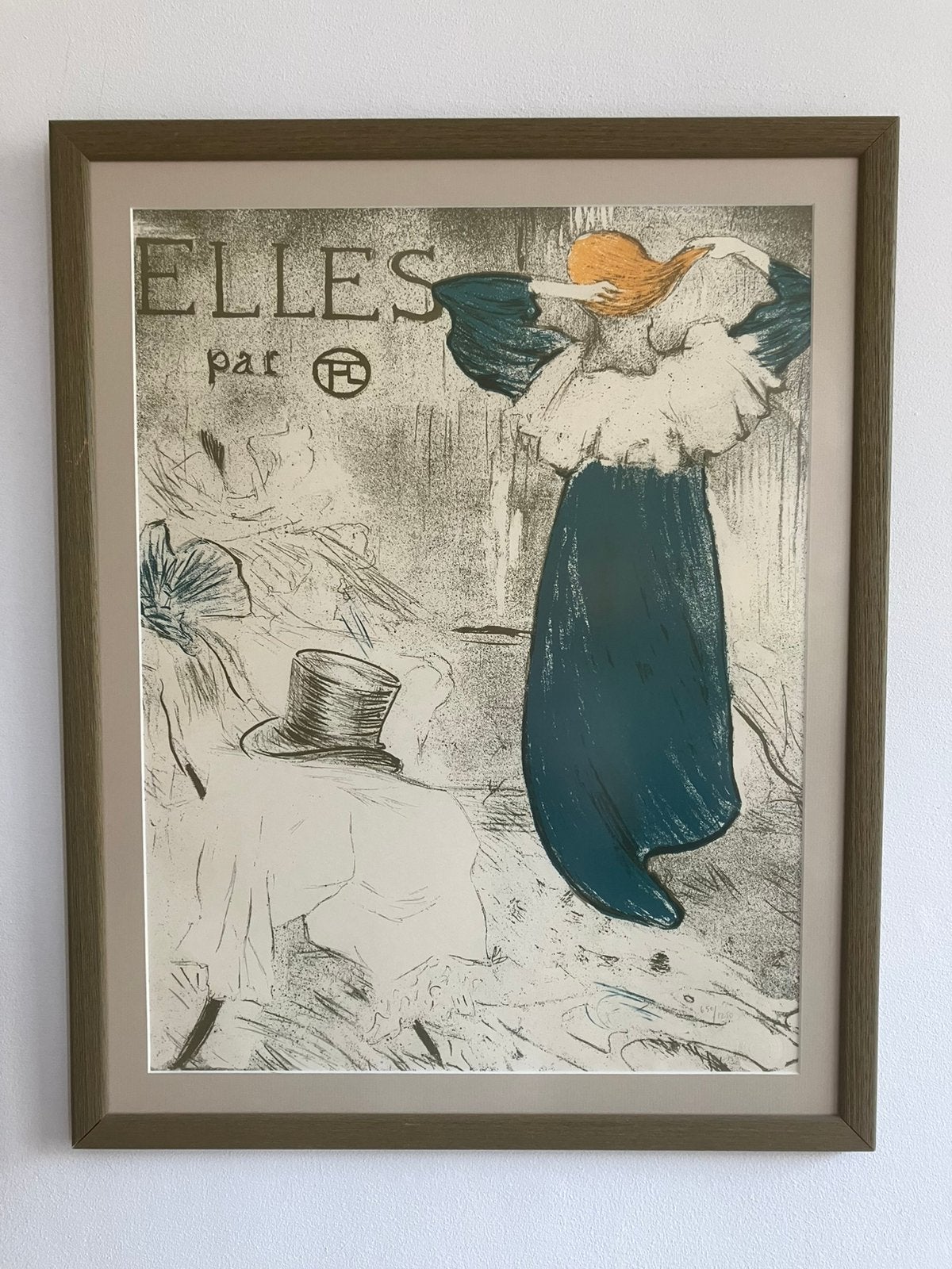 Set van 2 Toulouse-Lautrec litho’s  “Elles” serie, ingelijst, Ophalen of Verzenden