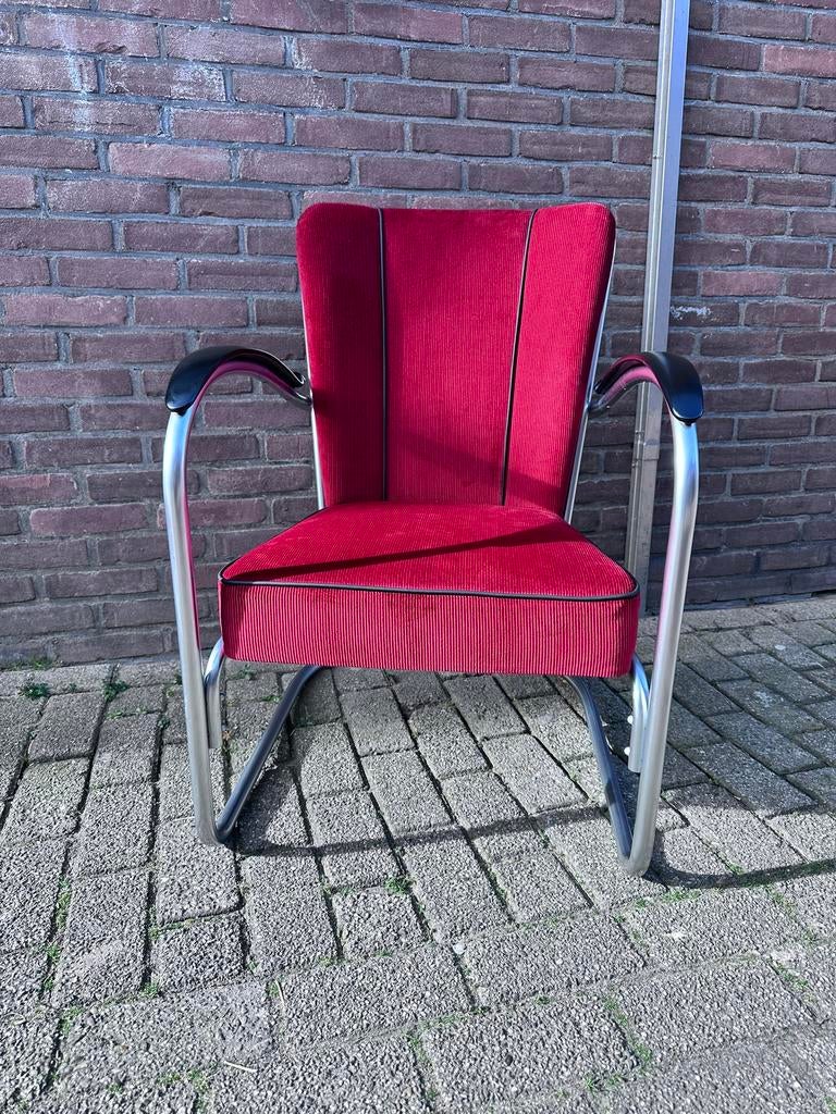 Gispen 412 wijnrood ribstof - mat frame, Huis en Inrichting, Fauteuils, Ophalen of Verzenden, Zo goed als nieuw, Stof