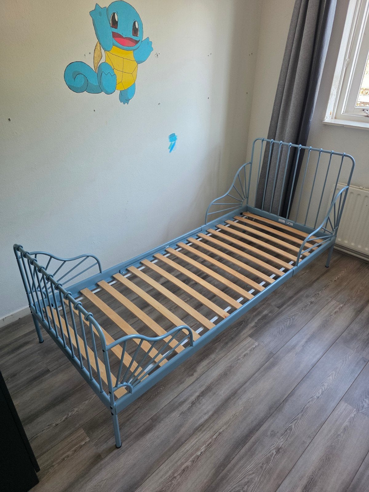 Ikea Minnen meegroeibed, blauw, Ophalen, Verstelbaar, Eenpersoons, Blauw