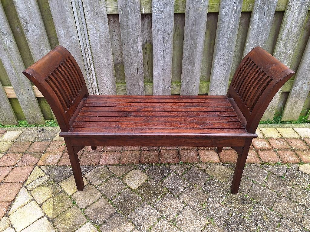 Koloniaal houten bankje, Ophalen, Minder dan 75 cm, Koloniaal, Tweepersoons