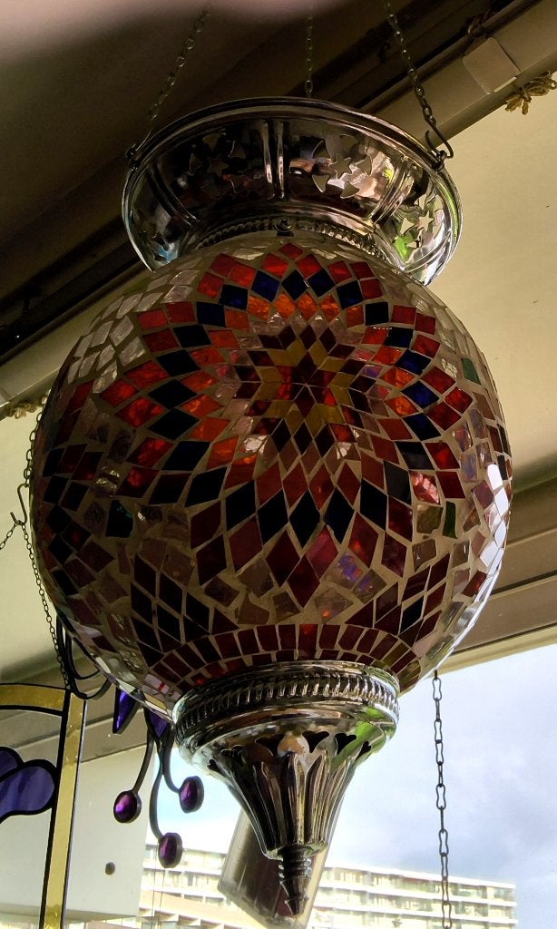 Hangende oostersche lamp, Ophalen of Verzenden, Zo goed als nieuw, Glas, Oosters