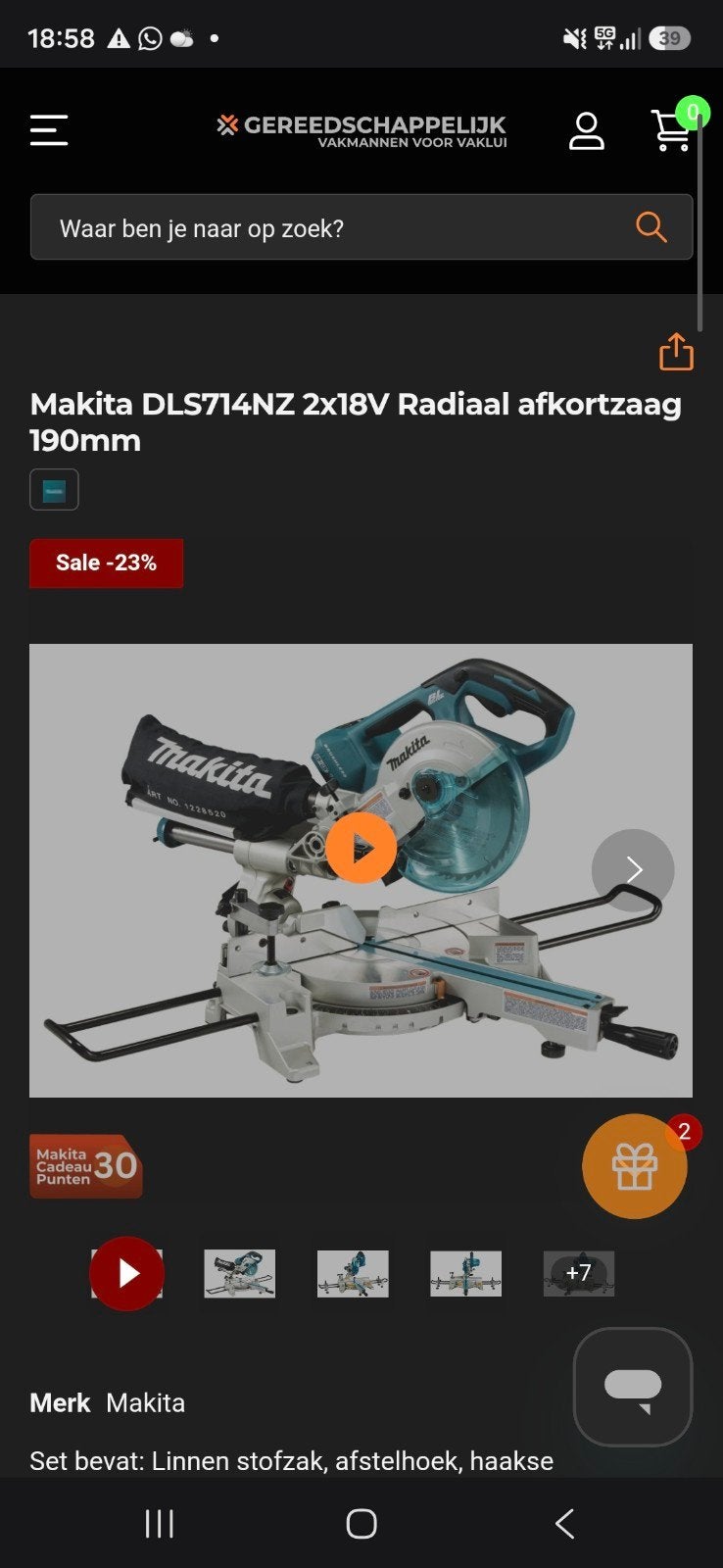 Makita DLS714NZ 2x18V Radiaal Afkortzaag - Nieuw in doos, Doe-het-zelf en Verbouw, Ophalen of Verzenden, Nieuw, Afkortzaag, Makita