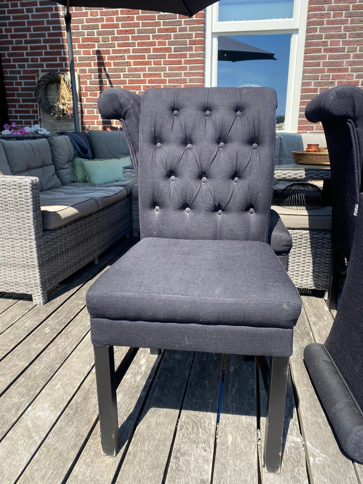 Gratis 6 x eetkamer stoel., Huis en Inrichting, Stoelen, Ophalen, Gebruikt, Zwart, Stof