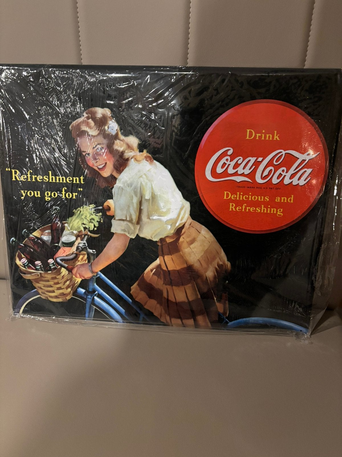 Nieuw Coca-Cola reclamebord - "Refreshment you go for", Ophalen of Verzenden, Nieuw, Reclamebord