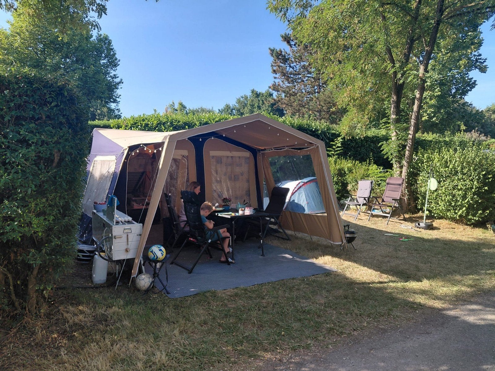 Trigano Odyssee 123-systeem, Caravans en Kamperen, Vouwwagens, Ophalen, Trigano, Beige, Aanwezig