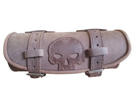 Leren Toolrol 28 x 10 cm Skull Vintage Bruin, Motoren, Noord Brabant, Demon Leathers, Verzenden, Demonleathers@gmail,com
