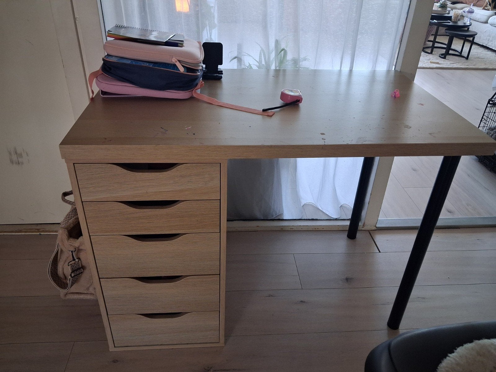 Nageltafel / Bureau met ladekast - Goede staat, Ophalen, Gebruikt