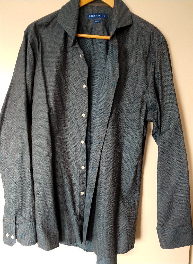VINCE CAMUTO Button Up Dress Shirt, Zo goed als nieuw, Vince Camuto, Groen, Halswijdte 39/40 (M)