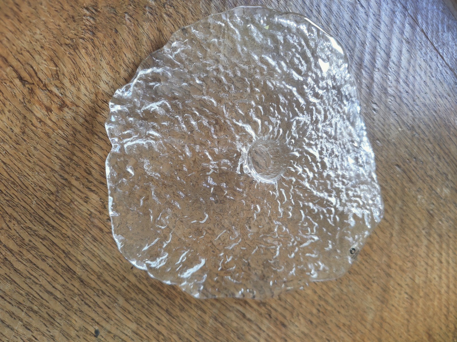 Pukeberg Zweden Gletsjerglazen kaarsenhouder met sticker, Antiek en Kunst, Ophalen of Verzenden, Glas