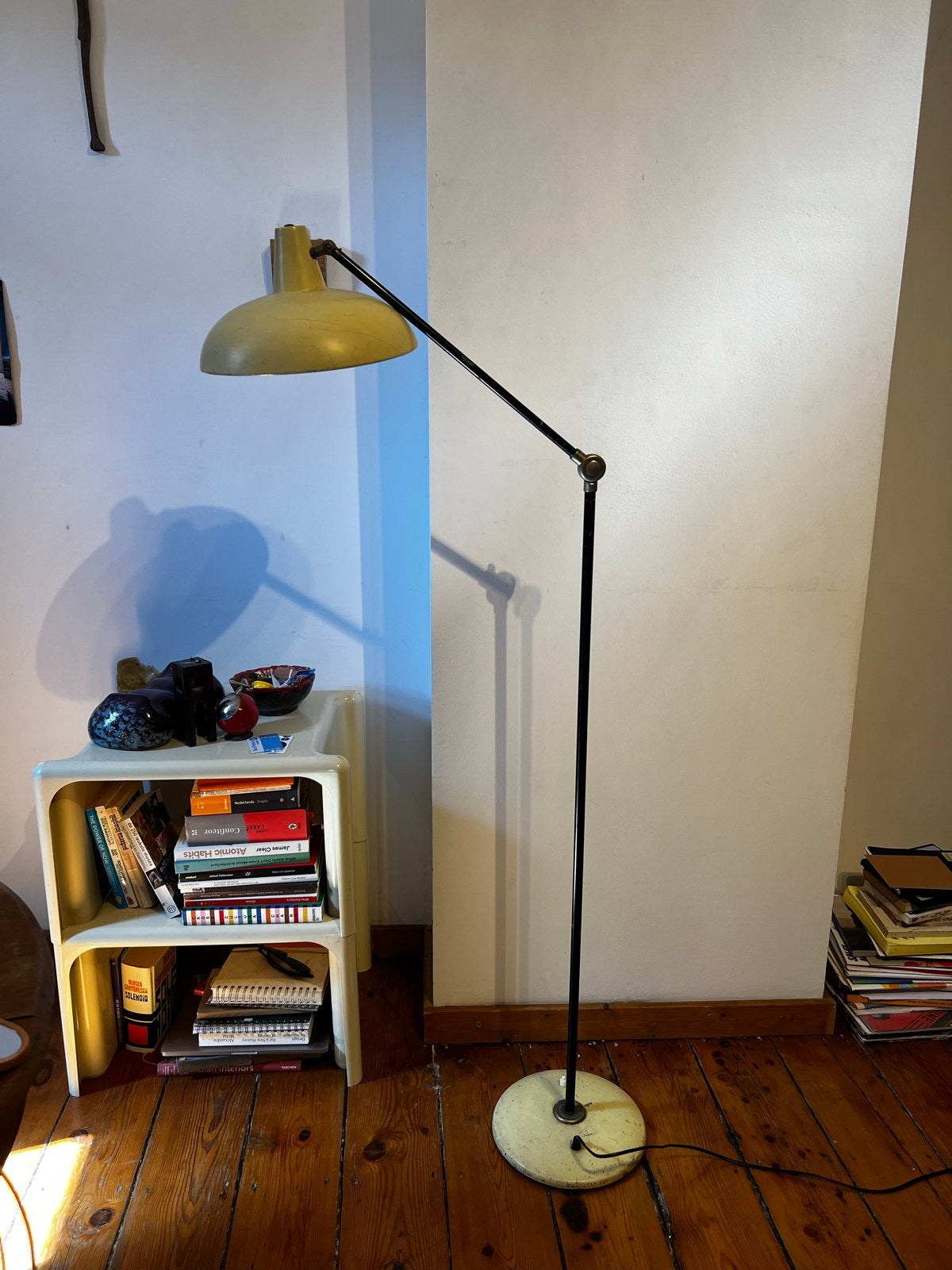 Vintage Vloerlamp met Verstelbare Arm  dutch design, Gebruikt, Metaal, 150 tot 200 cm, E27 (groot)