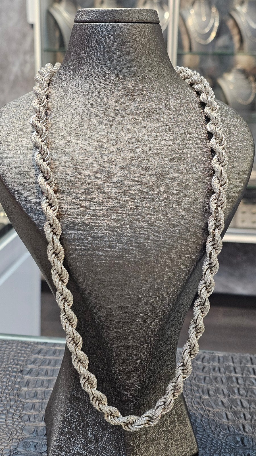Prachtige zilver rope chain 925 met zirkonia steen massief, Sieraden, Tassen en Uiterlijk, Ophalen of Verzenden, Nieuw, Zilver