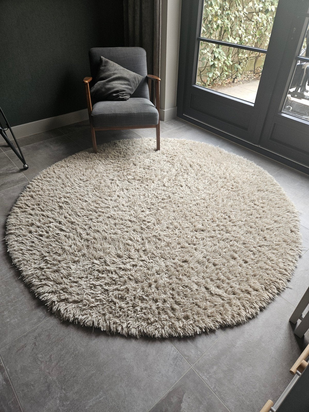 Vloerkleed rond 200 cm hoogpolig beige, Ophalen, Beige, Rond, 200 cm of meer