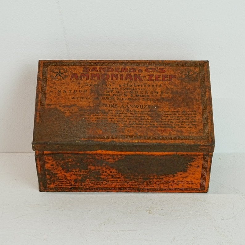 Antieke Sanders' Ammoniak zeep blik - Vintage verpakking, Verzamelen, Ophalen of Verzenden, Gebruikt, Overige